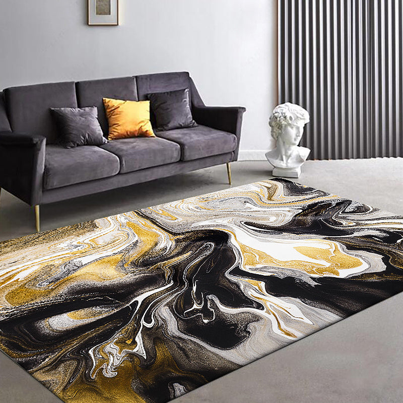 Black Bedroom Rug Minimalist Watercolor Pattern Rug Polyester Anti-Slip Backing Washable Area Rug Black Clearhalo 'Area Rug' 'Modern' 'Rugs' Rug' 1870332