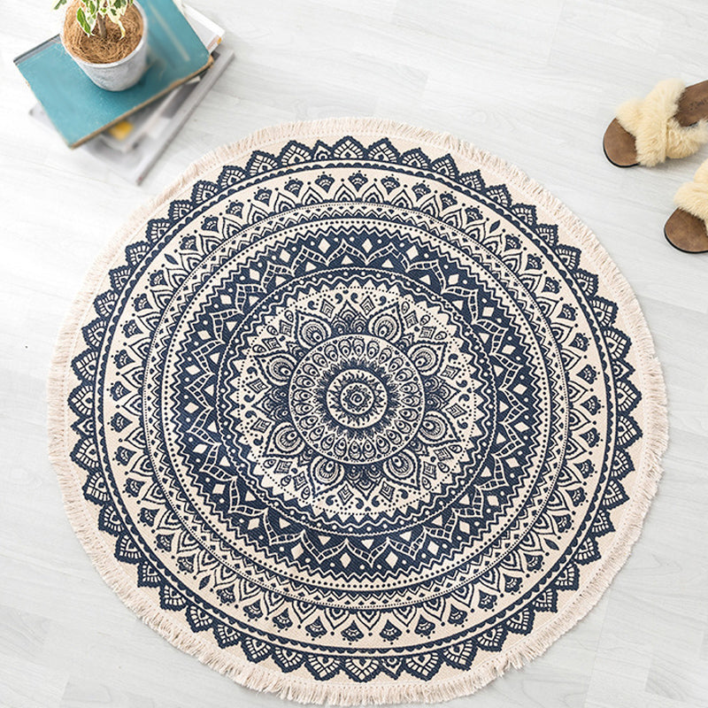 Moroccan Tribal Flower Pattern Rug Multicolor Cotton Rug Non-Slip Pet Friendly Washable Area Rug for Bedroom Clearhalo 'Area Rug' 'Moroccan' 'Rugs' Rug' 1870423