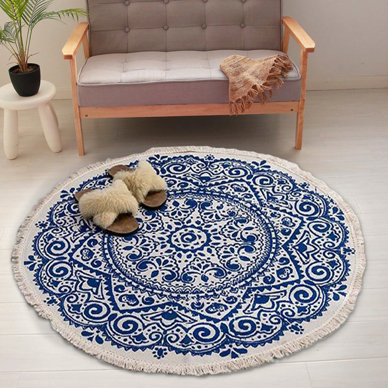 Moroccan Tribal Flower Pattern Rug Multicolor Cotton Rug Non-Slip Pet Friendly Washable Area Rug for Bedroom Clearhalo 'Area Rug' 'Moroccan' 'Rugs' Rug' 1870429