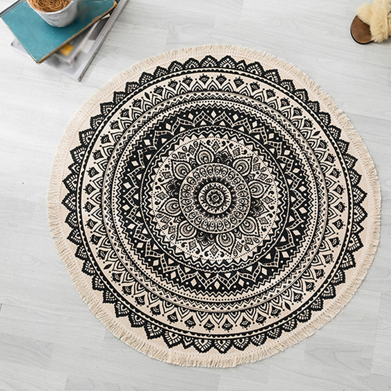 Moroccan Tribal Flower Pattern Rug Multicolor Cotton Rug Non-Slip Pet Friendly Washable Area Rug for Bedroom Clearhalo 'Area Rug' 'Moroccan' 'Rugs' Rug' 1870431