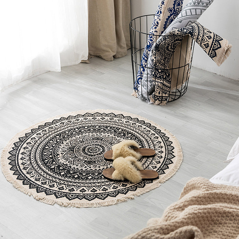 Moroccan Tribal Flower Pattern Rug Multicolor Cotton Rug Non-Slip Pet Friendly Washable Area Rug for Bedroom Clearhalo 'Area Rug' 'Moroccan' 'Rugs' Rug' 1870432