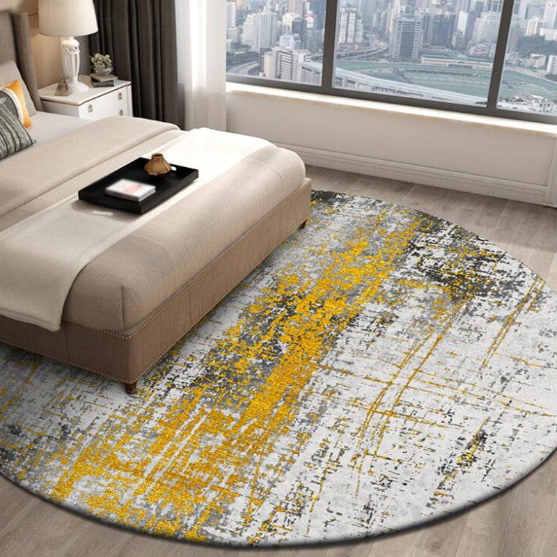 Yellow Industrial Rug Polyester Abstract Rug Pet Friendly Washable Non-Slip Area Rug for Bedroom Yellow Clearhalo 'Area Rug' 'Rug' 1870469