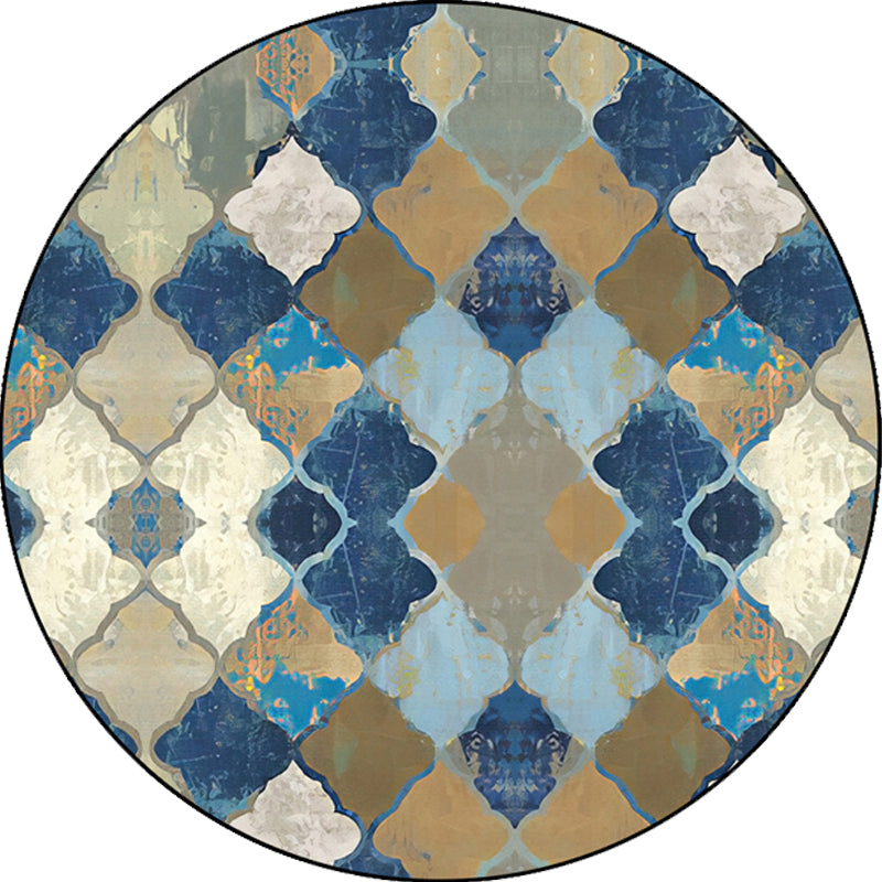 Blue Moroccan Area Rug Polyester Albany Geometric Ogee Pattern Rug Pet Friendly Washable Non-Slip Area Rug for Bedroom Clearhalo 'Area Rug' 'Moroccan' 'Rugs' Rug' 1870532