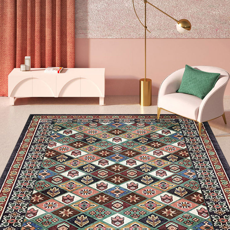 Moroccan Home Rug Brown Tribal Geometrical Pattern Rug Polyester Washable Non-Slip Pet Friendly Area Rug Clearhalo 'Area Rug' 'Moroccan' 'Rugs' Rug' 1870582