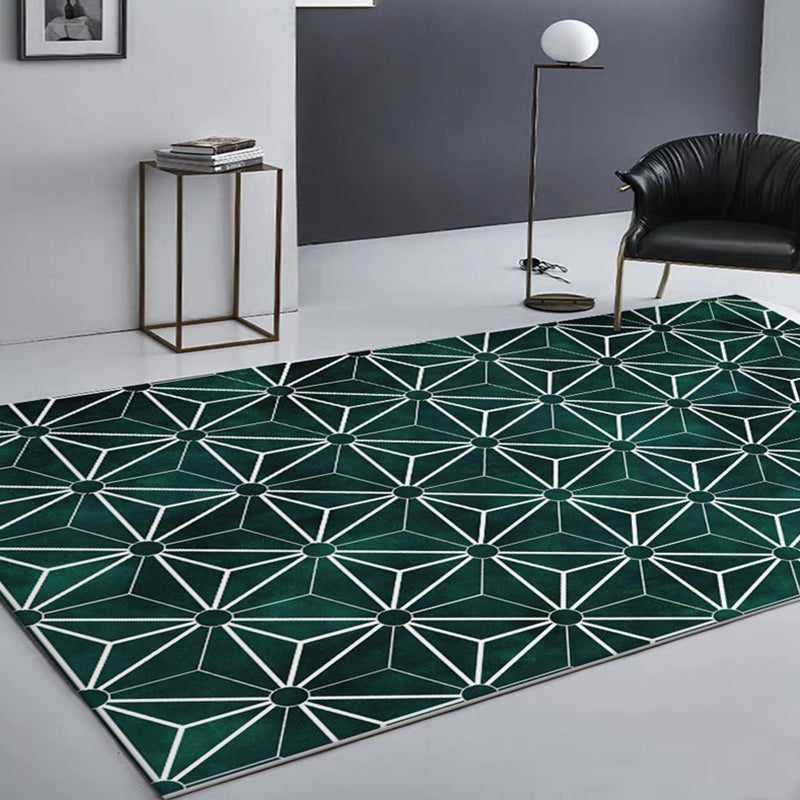 Green Geometric Pattern Rug Polyester Modern Rug Washable Non-Slip Pet Friendly Carpet for Living Room Clearhalo 'Area Rug' 'Modern' 'Rugs' Rug' 1870593