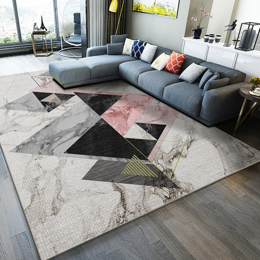 Multi Color Parlor Rug Modernism Marble Surface and Geometry Pattern Rug Polyester Machine Washable Non-Slip Carpet Black Clearhalo 'Area Rug' 'Modern' 'Rugs' Rug' 1870624