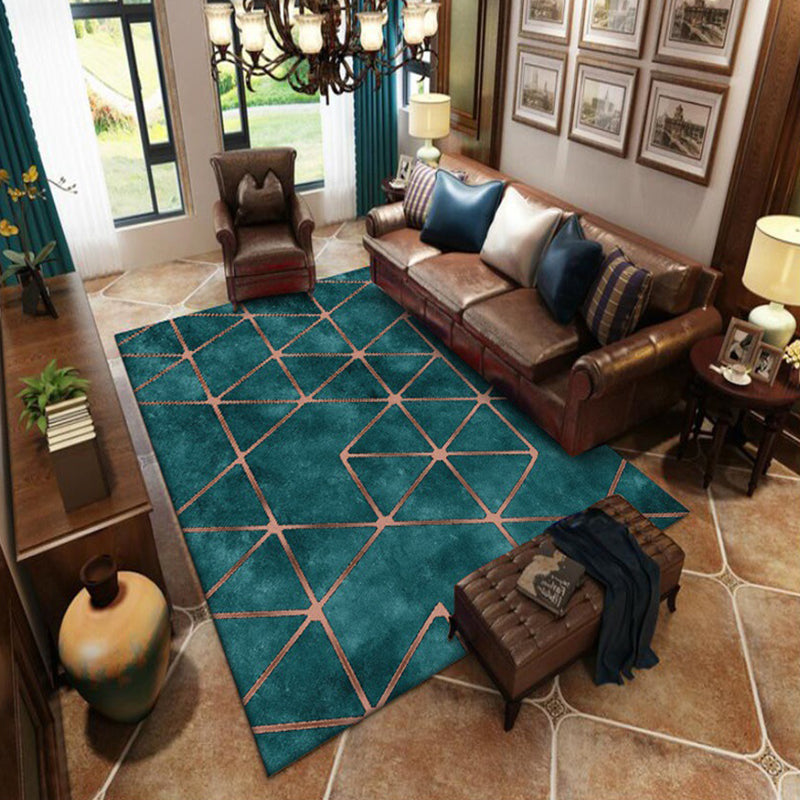 Green Bedroom Rug Modernist Geometric Pattern Rug Polyester Anti-Slip Backing Washable Area Rug Green Clearhalo 'Area Rug' 'Modern' 'Rugs' Rug' 1870672