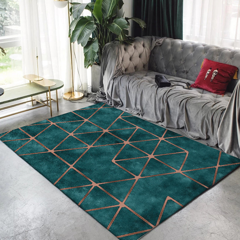 Green Bedroom Rug Modernist Geometric Pattern Rug Polyester Anti-Slip Backing Washable Area Rug Clearhalo 'Area Rug' 'Modern' 'Rugs' Rug' 1870673