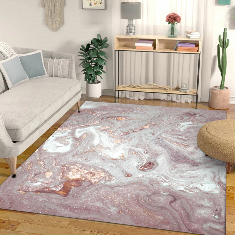 Casual Abstract Rug Pink Nordic Rug Polyester Washable Non-Slip Pet Friendly Carpet for Living Room Pink Clearhalo 'Area Rug' 'Modern' 'Rugs' Rug' 1870687