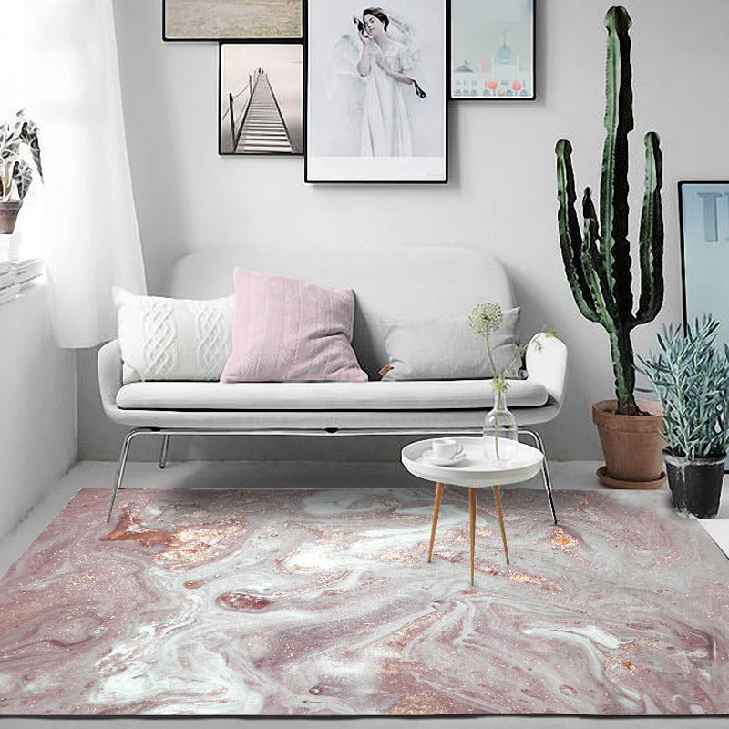 Casual Abstract Rug Pink Nordic Rug Polyester Washable Non-Slip Pet Friendly Carpet for Living Room Clearhalo 'Area Rug' 'Modern' 'Rugs' Rug' 1870688