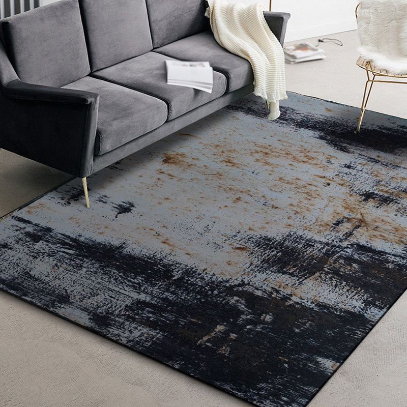 Grey Abstract Area Rug Synthetics Industrial Rug Washable Anti