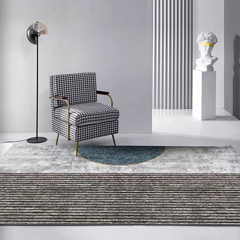 Black Decoration Rug Casual Stripe and Geometrical Pattern Rug Polyester Machine Washable Non-Slip Backing Area Rug Blue Clearhalo 'Area Rug' 'Modern' 'Rugs' Rug' 1870727