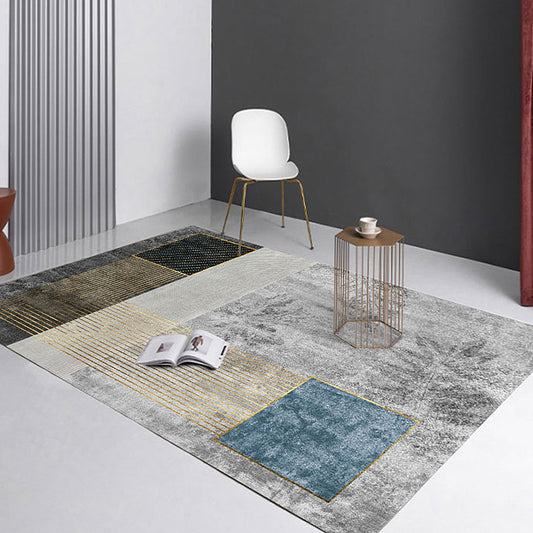 Black Decoration Rug Casual Stripe and Geometrical Pattern Rug Polyester Machine Washable Non-Slip Backing Area Rug Gold Clearhalo 'Area Rug' 'Modern' 'Rugs' Rug' 1870728