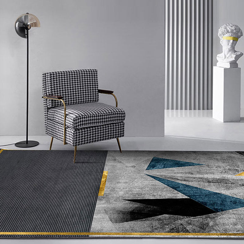 Black Decoration Rug Casual Stripe and Geometrical Pattern Rug Polyester Machine Washable Non-Slip Backing Area Rug Black Clearhalo 'Area Rug' 'Modern' 'Rugs' Rug' 1870729