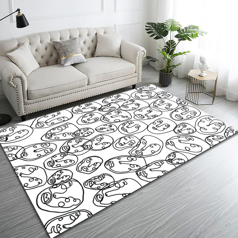 White Nordic Rug Polypropylene Face Pattern Rug Pet Friendly Washable Non-Slip Carpet for Study White Clearhalo 'Area Rug' 'Rug' 1870736