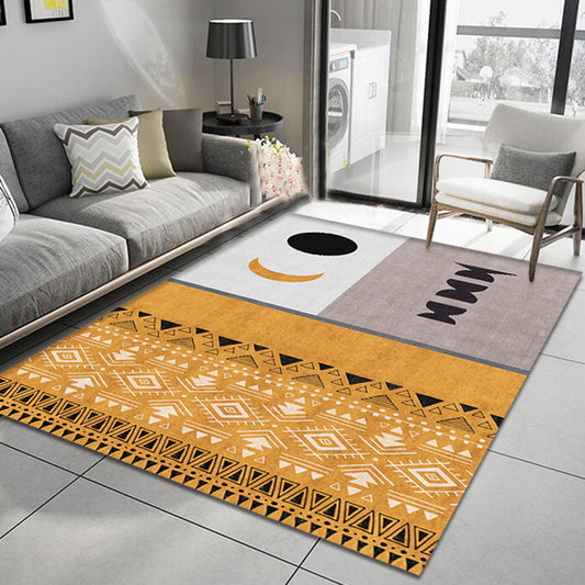 Yellow Tribal Pattern Area Rug Polyester Southwestern Rug Washable Anti-Slip Backing Rug for Study Yellow Clearhalo 'Area Rug' 'Rugs' 'Southwestern' Rug' 1870739