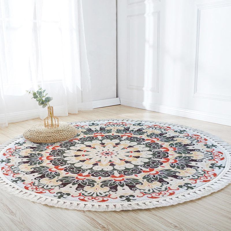 Multicoloured Floral Pattern Rug Flax Moroccan Rug Pet Friendly Washable Non-Slip Area Rug for Living Room Clearhalo 'Area Rug' 'Moroccan' 'Rugs' Rug' 1870748