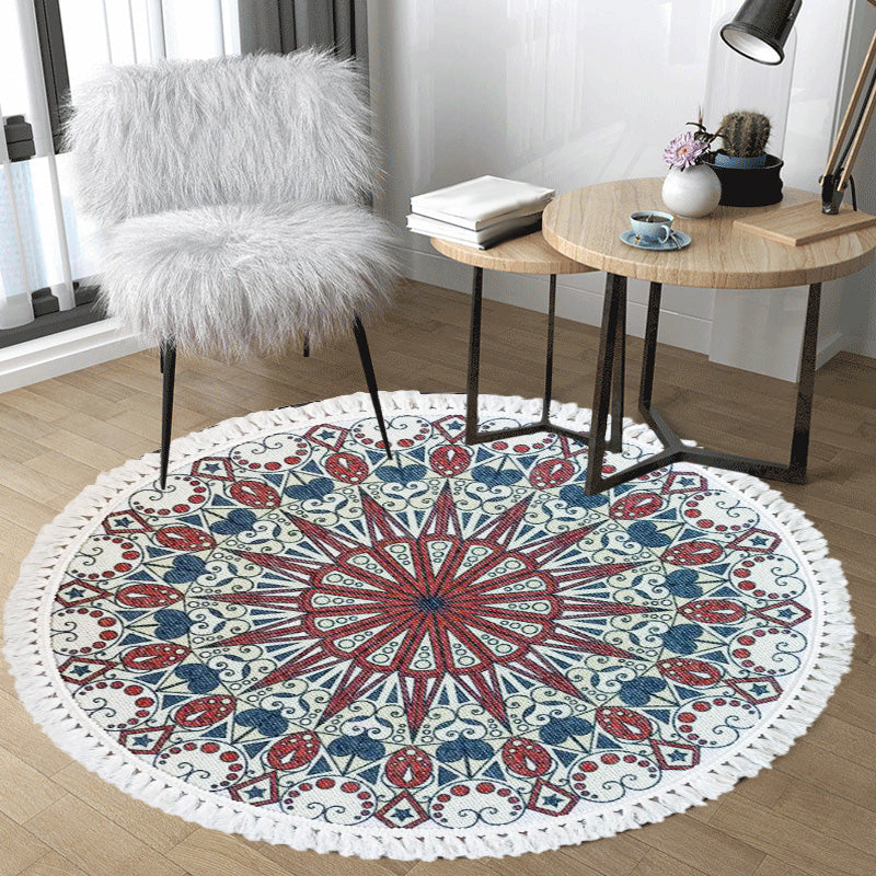 Multicoloured Floral Pattern Rug Flax Moroccan Rug Pet Friendly Washable Non-Slip Area Rug for Living Room Clearhalo 'Area Rug' 'Moroccan' 'Rugs' Rug' 1870752