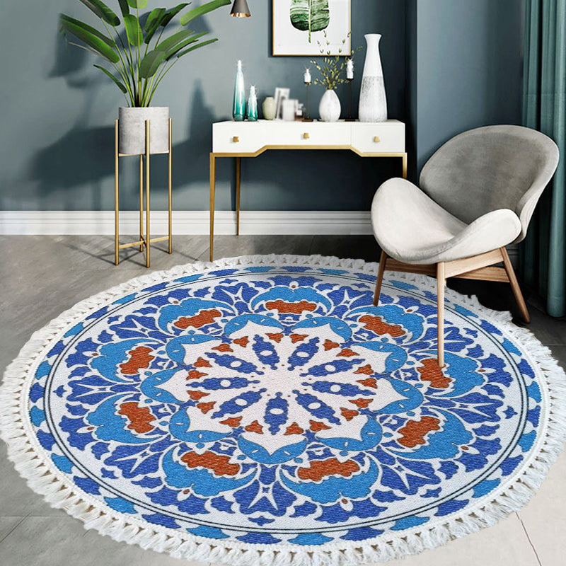 Multicoloured Floral Pattern Rug Flax Moroccan Rug Pet Friendly Washable Non-Slip Area Rug for Living Room Clearhalo 'Area Rug' 'Moroccan' 'Rugs' Rug' 1870755