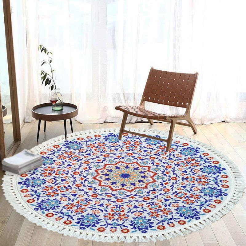 Multicoloured Floral Pattern Rug Flax Moroccan Rug Pet Friendly Washable Non-Slip Area Rug for Living Room Clearhalo 'Area Rug' 'Moroccan' 'Rugs' Rug' 1870758