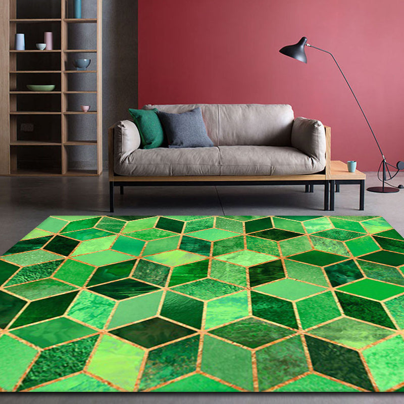 Multicoloured Geometric Pattern Rug Polyester Modern Rug Washable Non-Slip Pet Friendly Carpet for Living Room Turquoise Clearhalo 'Area Rug' 'Modern' 'Rugs' Rug' 1870767