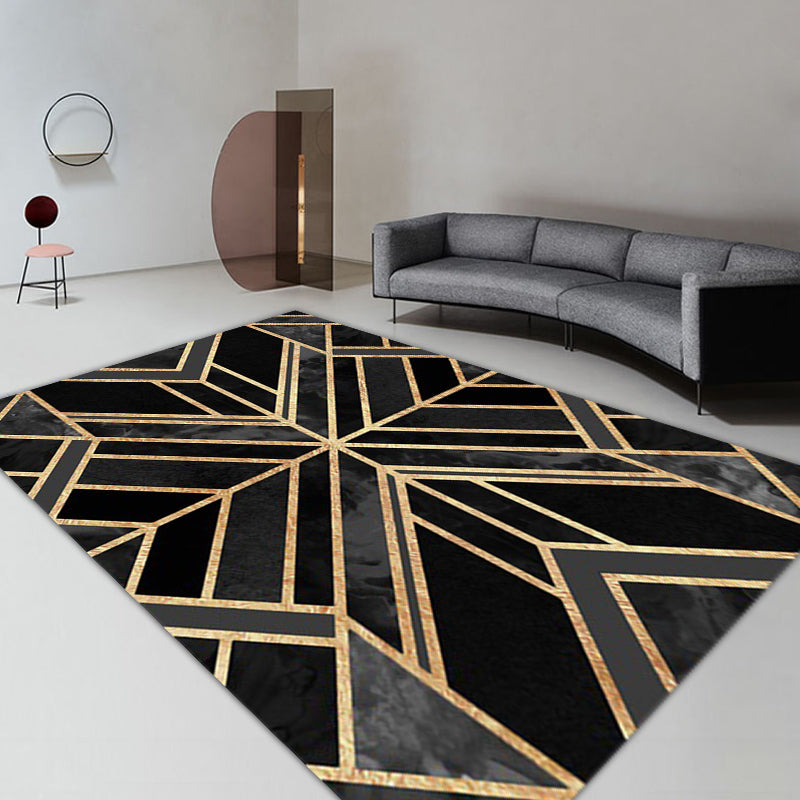 Multicoloured Geometric Pattern Rug Polyester Modern Rug Washable Non-Slip Pet Friendly Carpet for Living Room Gloss Black Clearhalo 'Area Rug' 'Modern' 'Rugs' Rug' 1870770