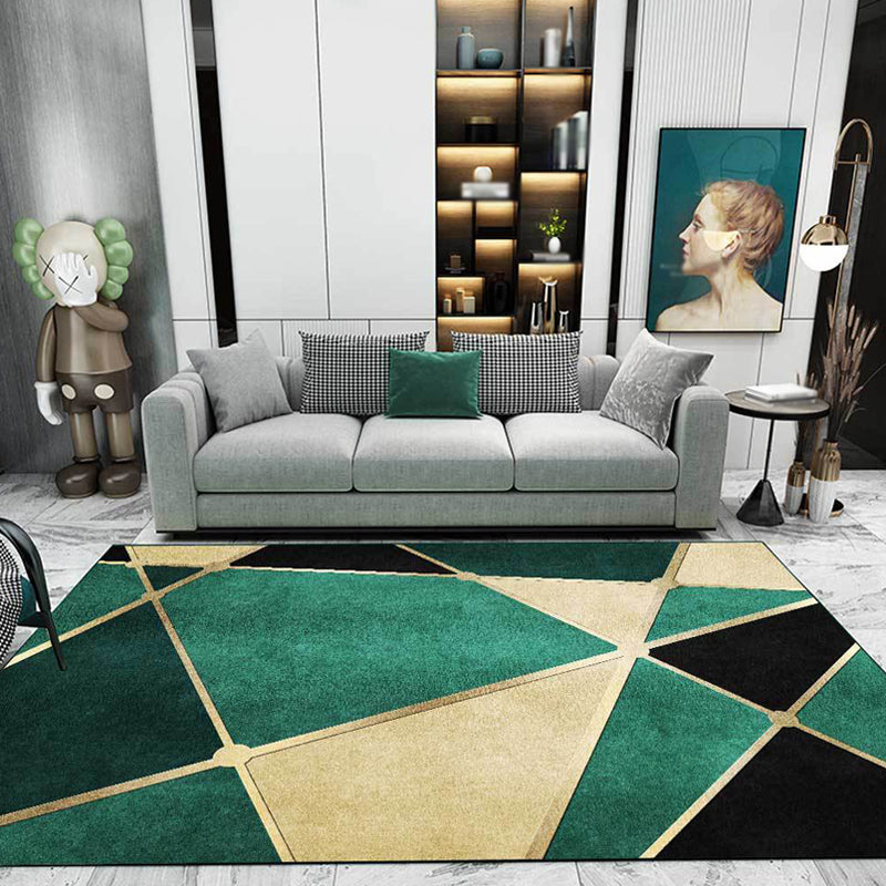 Green Geometric Pattern Area Rug Polypropylene Modern Rug Washable Anti-Slip Backing Rug for Decoration Green Clearhalo 'Area Rug' 'Modern' 'Rugs' Rug' 1870771