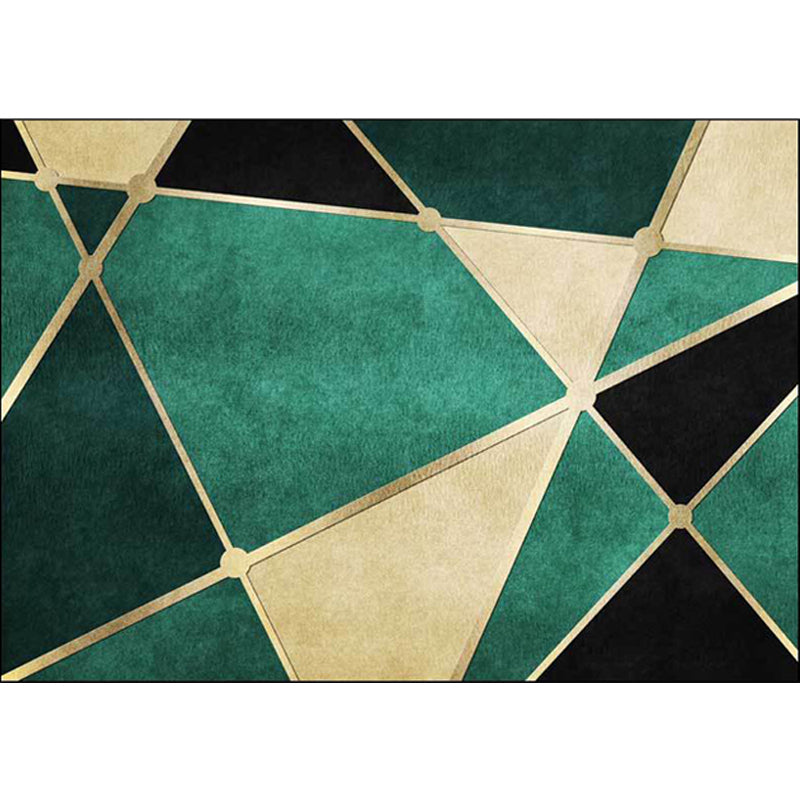 Green Geometric Pattern Area Rug Polypropylene Modern Rug Washable Anti-Slip Backing Rug for Decoration Clearhalo 'Area Rug' 'Modern' 'Rugs' Rug' 1870773