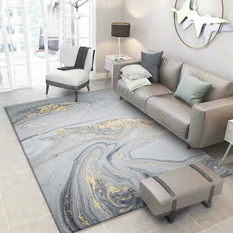 Modernism Abstract Rug Grey Polyester Rug Non-Slip Pet Friendly Washable Carpet for Living Room Grey Clearhalo 'Area Rug' 'Modern' 'Rugs' Rug' 1870780