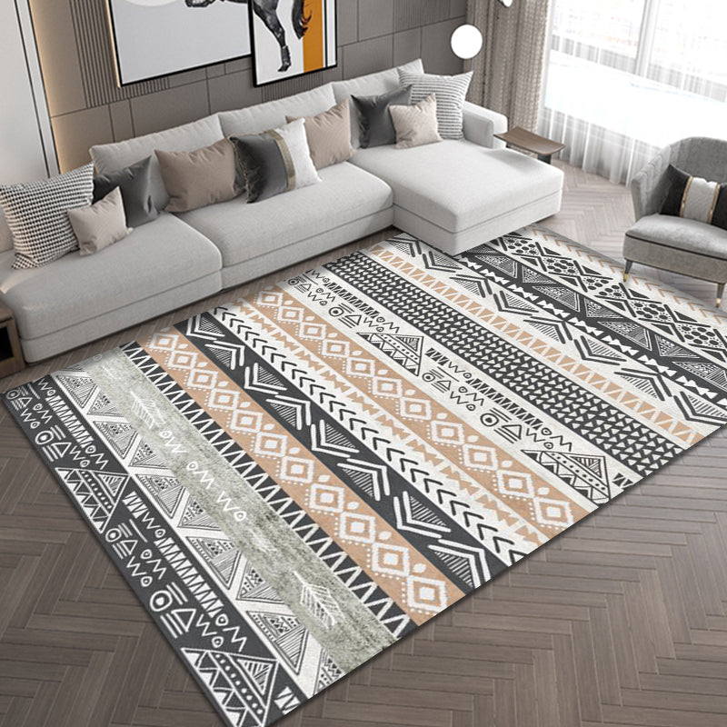 Multi-Colored Home Rug Bohemian Tribal Geometrical Pattern Rug Synthetics Machine Washable Non-Slip Backing Area Rug Light Orange Clearhalo 'Area Rug' 'Bohemian' 'Rugs' Rug' 1870822