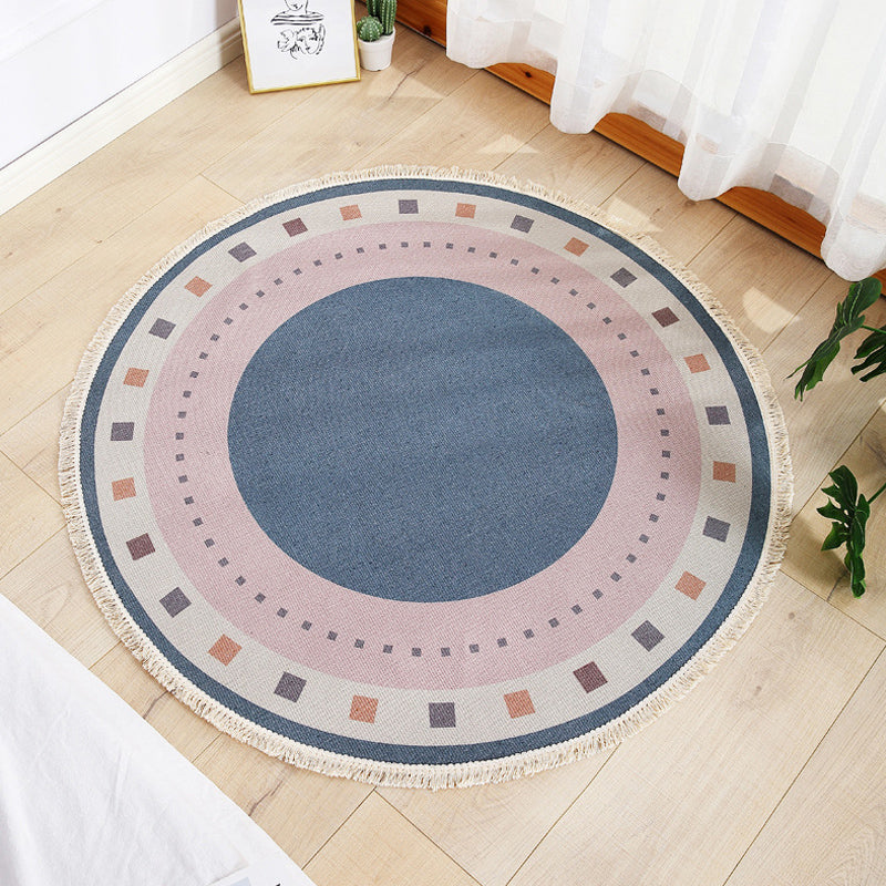 Multicolor Living Room Rug Modernist Circle Pattern Rug Cotton Washable Anti-Slip Backing Pet Friendly Carpet Blue Clearhalo 'Area Rug' 'Modern' 'Rugs' Rug' 1870842