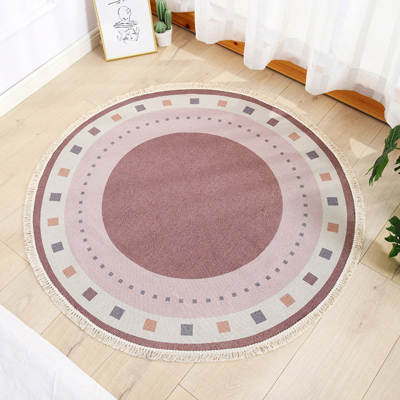 Multicolor Living Room Rug Modernist Circle Pattern Rug Cotton Washable Anti-Slip Backing Pet Friendly Carpet Crimson Clearhalo 'Area Rug' 'Modern' 'Rugs' Rug' 1870843