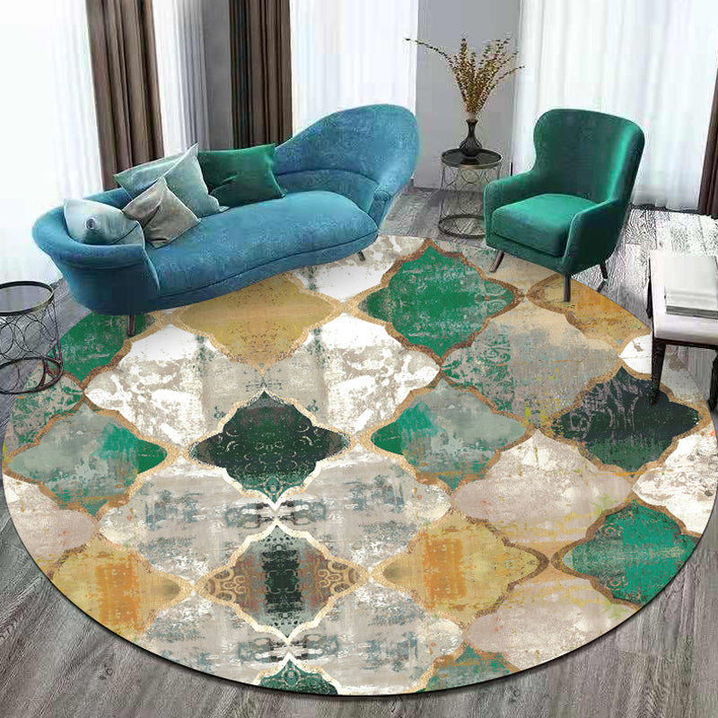Moroccan Geometric Pattern Rug Green Polypropylene Carpet Anti-Slip Pet Friendly Washable Rug for Parlor Green Clearhalo 'Area Rug' 'Moroccan' 'Rugs' Rug' 1870865