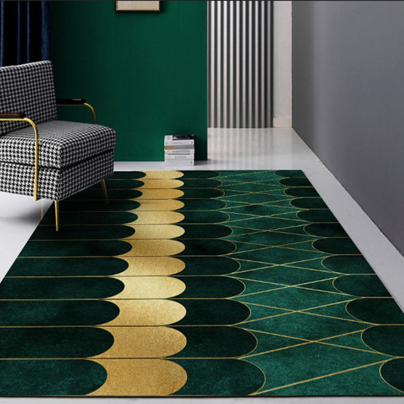 Novelty Geometric Pattern Rug Green Synthetics Carpet Anti-Slip Backing Pet Friendly Washable Rug for Home Gold Clearhalo 'Area Rug' 'Modern' 'Rugs' Rug' 1870874