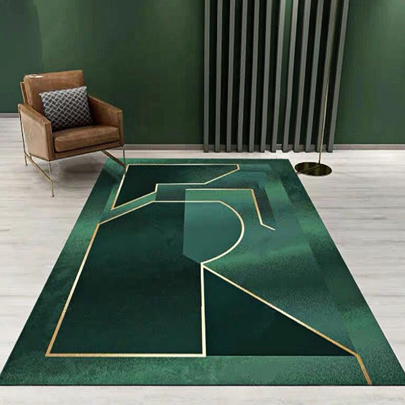 Novelty Geometric Pattern Rug Green Synthetics Carpet Anti-Slip Backing Pet Friendly Washable Rug for Home Blackish Green Clearhalo 'Area Rug' 'Modern' 'Rugs' Rug' 1870880