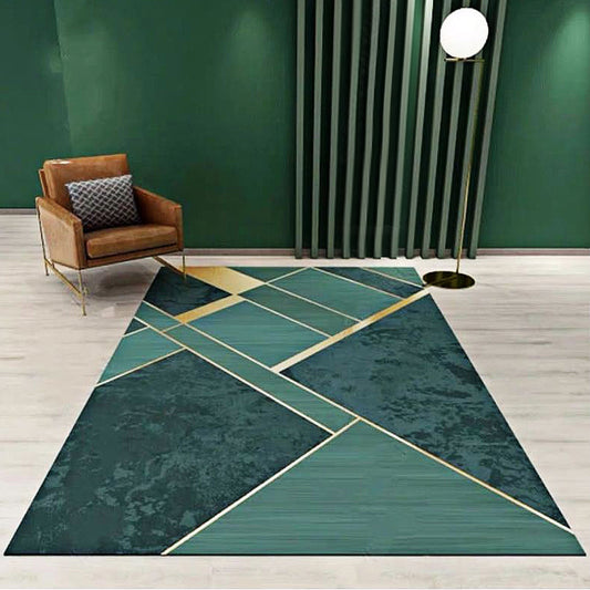 Novelty Geometric Pattern Rug Green Synthetics Carpet Anti-Slip Backing Pet Friendly Washable Rug for Home Green Clearhalo 'Area Rug' 'Modern' 'Rugs' Rug' 1870881