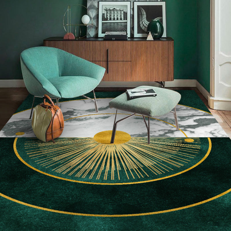 Novelty Geometric Pattern Rug Green Synthetics Carpet Anti-Slip Backing Pet Friendly Washable Rug for Home Yellow Clearhalo 'Area Rug' 'Modern' 'Rugs' Rug' 1870882