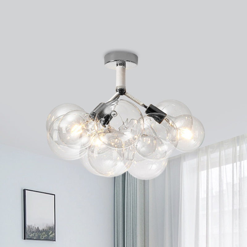 Child Bedroom Hallway Bubble Ceiling Light Clear Glass Simple Style Semi Flush Mount Light 3 Chrome Clearhalo 'Ceiling Lights' 'Close To Ceiling Lights' 'Close to ceiling' 'Glass shade' 'Glass' 'Semi-flushmount' Lighting' 1870941