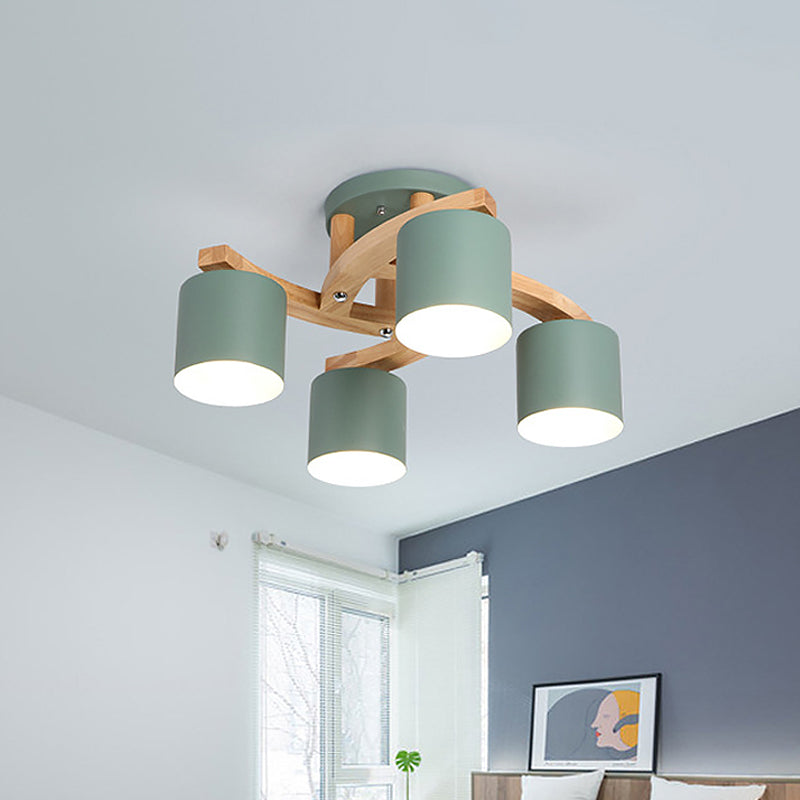 Cylinder Shade Semi Ceiling Mount Light Nordic Metal Flush Light for Living Room Villa Clearhalo 'Ceiling Lights' 'Close To Ceiling Lights' 'Close to ceiling' 'Semi-flushmount' Lighting' 1871032