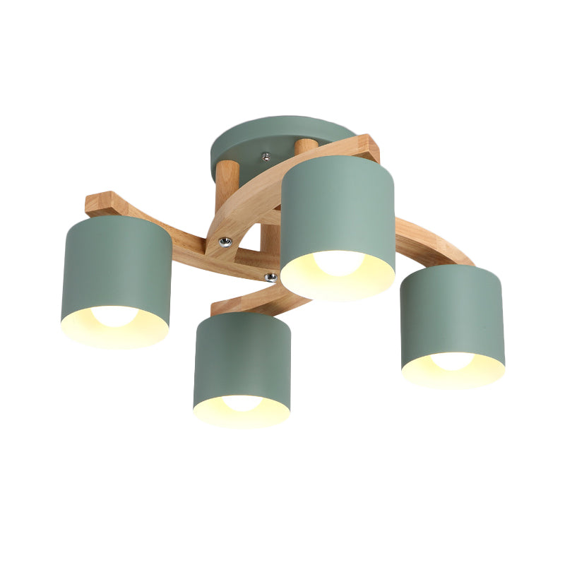 Cylinder Shade Semi Ceiling Mount Light Nordic Metal Flush Light for Living Room Villa Clearhalo 'Ceiling Lights' 'Close To Ceiling Lights' 'Close to ceiling' 'Semi-flushmount' Lighting' 1871033