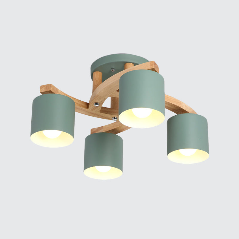 Cylinder Shade Semi Ceiling Mount Light Nordic Metal Flush Light for Living Room Villa Clearhalo 'Ceiling Lights' 'Close To Ceiling Lights' 'Close to ceiling' 'Semi-flushmount' Lighting' 1871034