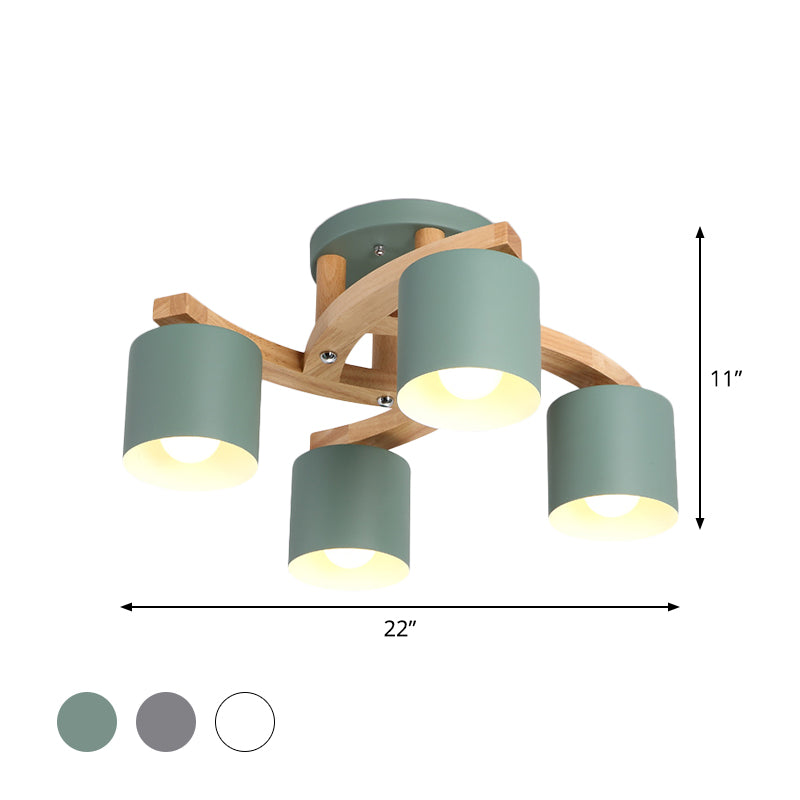 Cylinder Shade Semi Ceiling Mount Light Nordic Metal Flush Light for Living Room Villa Clearhalo 'Ceiling Lights' 'Close To Ceiling Lights' 'Close to ceiling' 'Semi-flushmount' Lighting' 1871035