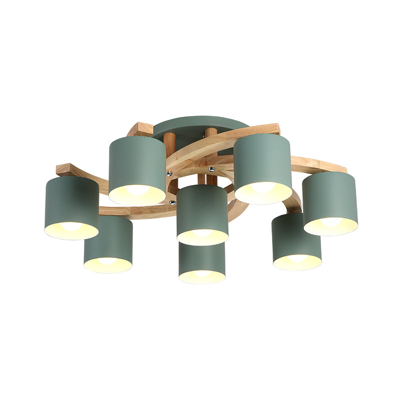 Cylinder Shade Semi Ceiling Mount Light Nordic Metal Flush Light for Living Room Villa Clearhalo 'Ceiling Lights' 'Close To Ceiling Lights' 'Close to ceiling' 'Semi-flushmount' Lighting' 1871044