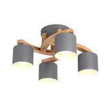 Cylinder Shade Semi Ceiling Mount Light Nordic Metal Flush Light for Living Room Villa Clearhalo 'Ceiling Lights' 'Close To Ceiling Lights' 'Close to ceiling' 'Semi-flushmount' Lighting' 1871048