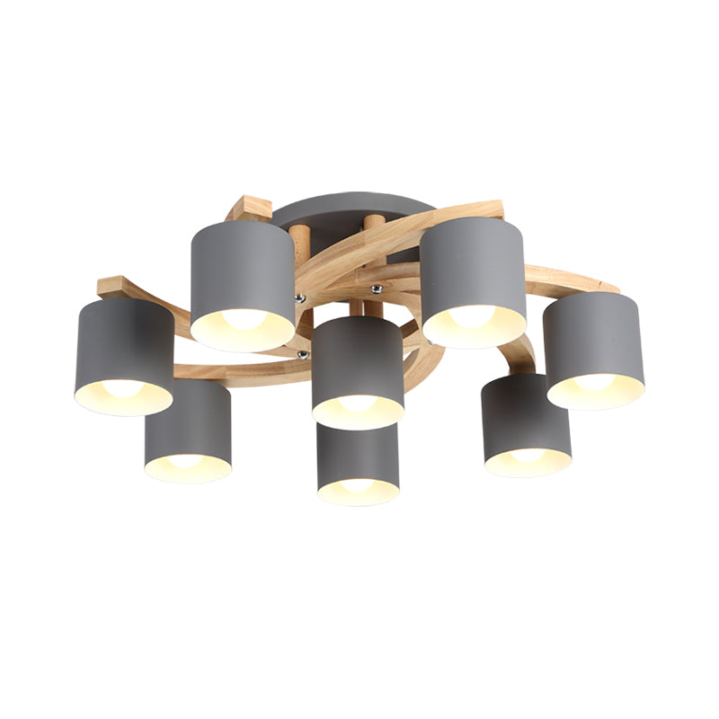 Cylinder Shade Semi Ceiling Mount Light Nordic Metal Flush Light for Living Room Villa Clearhalo 'Ceiling Lights' 'Close To Ceiling Lights' 'Close to ceiling' 'Semi-flushmount' Lighting' 1871056