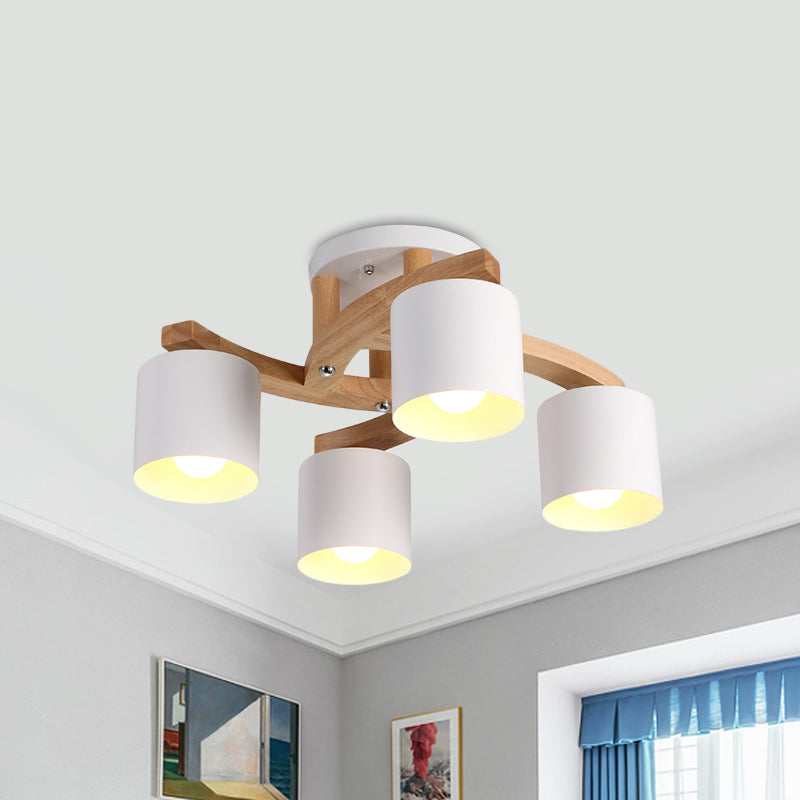 Cylinder Shade Semi Ceiling Mount Light Nordic Metal Flush Light for Living Room Villa Clearhalo 'Ceiling Lights' 'Close To Ceiling Lights' 'Close to ceiling' 'Semi-flushmount' Lighting' 1871059