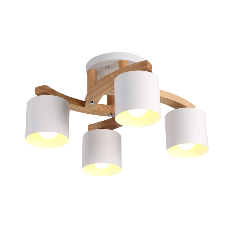 Cylinder Shade Semi Ceiling Mount Light Nordic Metal Flush Light for Living Room Villa Clearhalo 'Ceiling Lights' 'Close To Ceiling Lights' 'Close to ceiling' 'Semi-flushmount' Lighting' 1871060