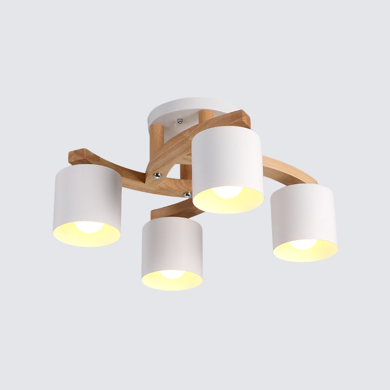 Cylinder Shade Semi Ceiling Mount Light Nordic Metal Flush Light for Living Room Villa Clearhalo 'Ceiling Lights' 'Close To Ceiling Lights' 'Close to ceiling' 'Semi-flushmount' Lighting' 1871061