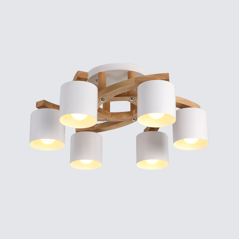 Cylinder Shade Semi Ceiling Mount Light Nordic Metal Flush Light for Living Room Villa Clearhalo 'Ceiling Lights' 'Close To Ceiling Lights' 'Close to ceiling' 'Semi-flushmount' Lighting' 1871065