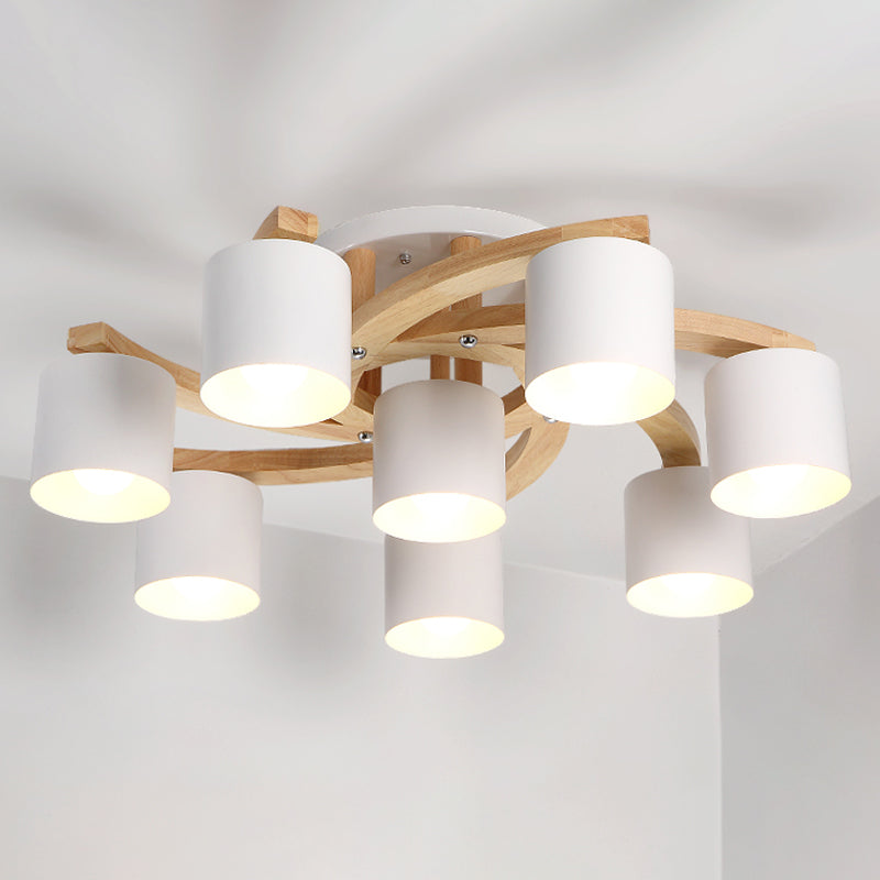 Cylinder Shade Semi Ceiling Mount Light Nordic Metal Flush Light for Living Room Villa Clearhalo 'Ceiling Lights' 'Close To Ceiling Lights' 'Close to ceiling' 'Semi-flushmount' Lighting' 1871068